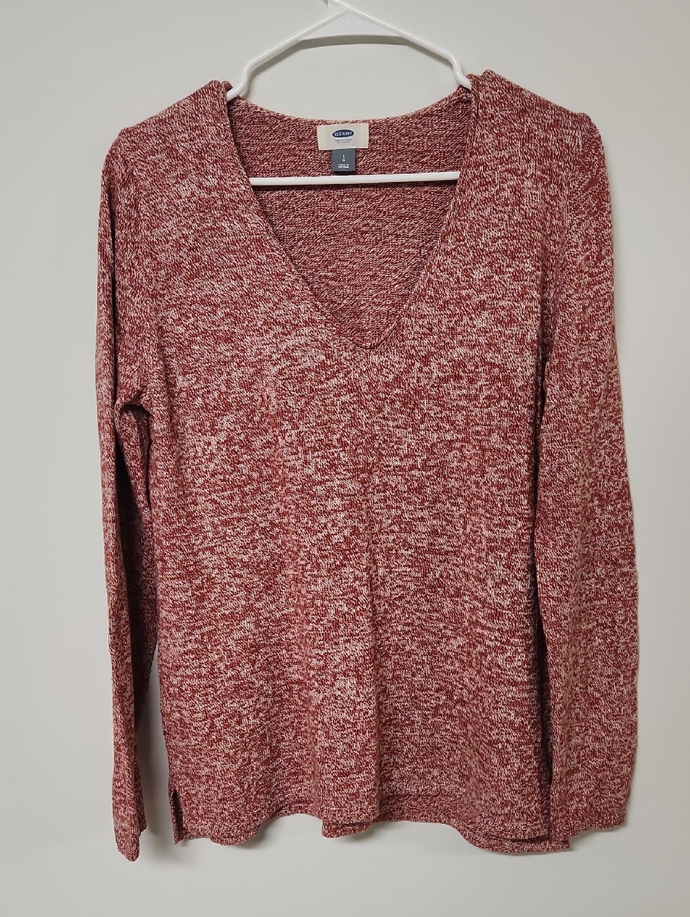 Old Navy Women's Marled V-Neck Sweater - Rust Orange
